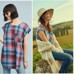 Anthropologie Akemi + Kin Short Sleeve Plaid Tunic